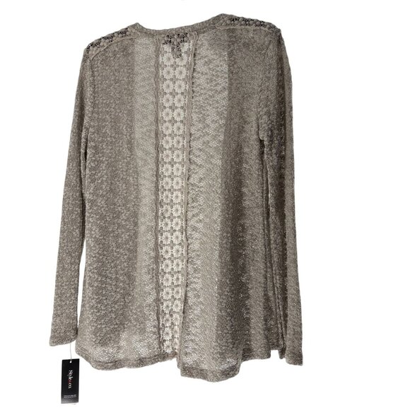 Style & Co. Small Cardigan Sweater Open Front Long Sleeve Lace Panel NWT - Picture 4 of 4